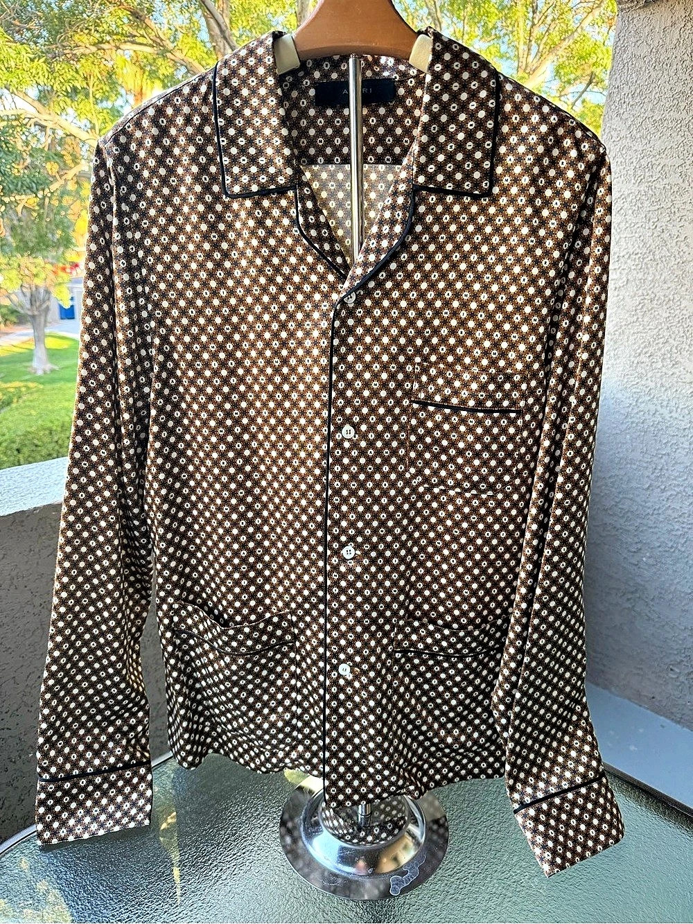AMIRI Jacquard Shirt Polka Dot Brown & White Medium